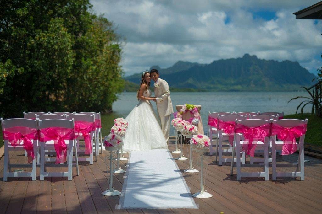 Photographer Alt Tag: Salt Drifter Photography at Paradise Bay Resort in Kaneohe, HI - Capturing the beauty of your Hawaii wedding in a natural setting.